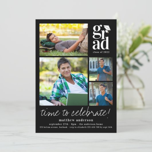 Typografie Pet Foto's Afstuderen Kaart (Staand voorkant)