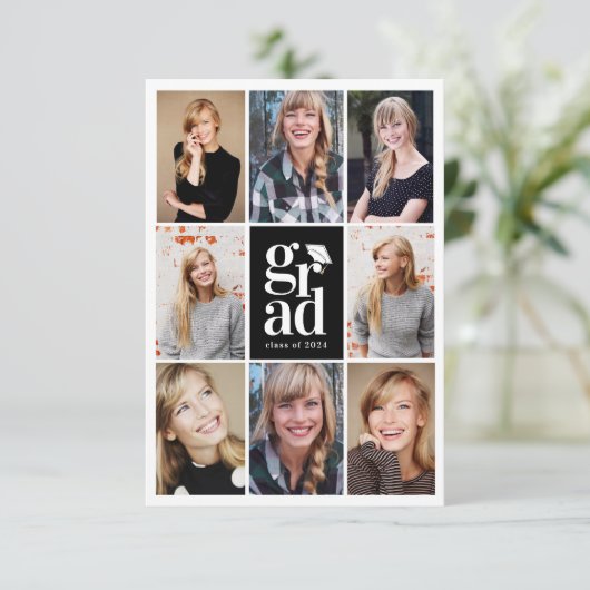 Typografie Pet Photo Grid Afstuderen Kaart (Staand voorkant)