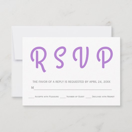 Typografie polka dot lavendel bruiloft RSVP (Voorkant)