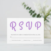Typografie polka dot lavendel bruiloft RSVP (Staand voorkant)