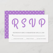 Typografie polka dot lavendel bruiloft RSVP (Voorkant / Achterkant)