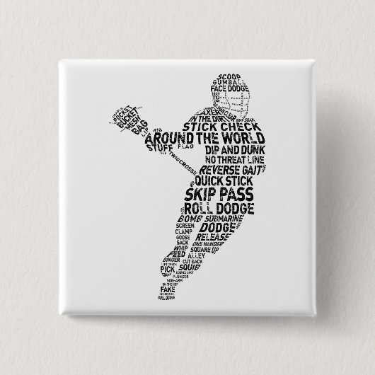 Typografie-pop van Lacrosse Player Vierkante Button 5,1 Cm (Voorkant)