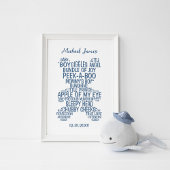 Typografie Poster Blauwe Teddydbeer  (Matte)