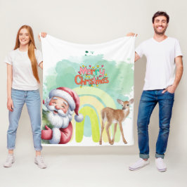 Typografie Prettig kerstfeest en lichten & herten Fleece Deken