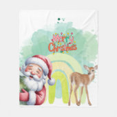 Typografie Prettig kerstfeest en lichten & herten Fleece Deken (Voorkant)