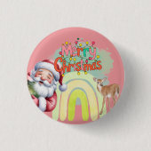 Typografie Prettig kerstfeest en lichten & herten Ronde Button 3,2 Cm (Voorkant)