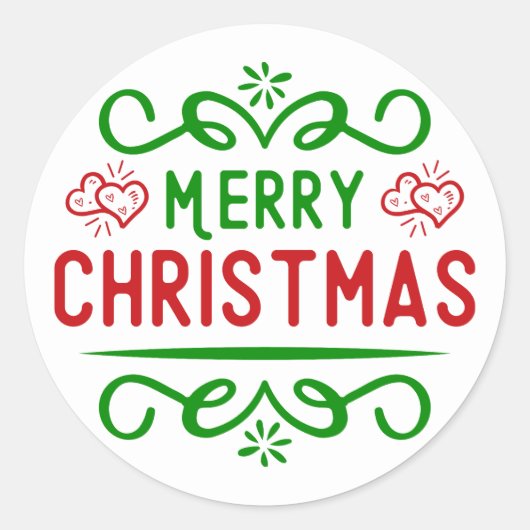 Typografie Prettig kerstfeest Ronde Sticker (Voorkant)