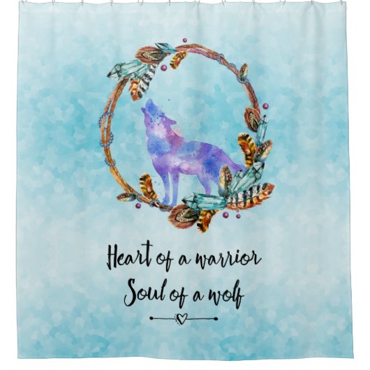 Typografie Quote met een Waterverf Wolf Boho Style Douchegordijn (Voorkant)