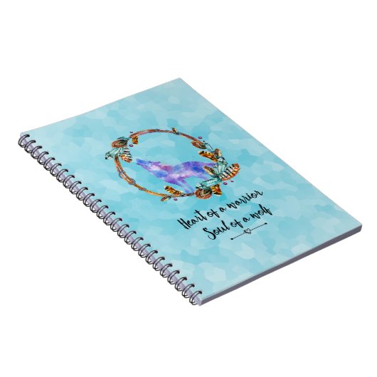 Typografie Quote met een Waterverf Wolf Boho Style Notitieboek (Rechterzijde)