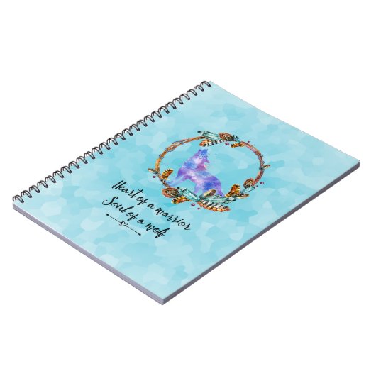 Typografie Quote met een Waterverf Wolf Boho Style Notitieboek (Linkerzijde)