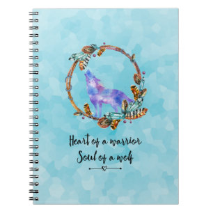 Typografie Quote met een Waterverf Wolf Boho Style Notitieboek