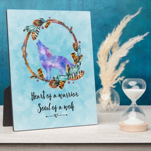 Typografie Quote met Wilde Wolf in een Boho Wreath Fotoplaat (Zijkant)