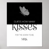 Typografie raden hoeveel kisses bruids spel poster (Voorkant)