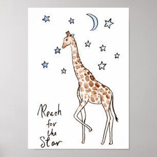 Typografie "reach for the star" Giraffe Afdrukken Poster