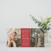 Typografie Red Joy en Peace deze kerstfoto Feestdagenkaart (Staand voorkant)