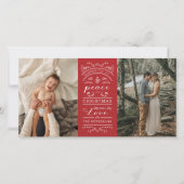 Typografie Red Joy en Peace deze kerstfoto Feestdagenkaart (Voorkant)