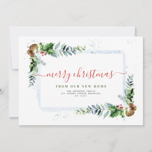 Typografie Red Merry Christmas Moving Aankondiging (Voorkant)