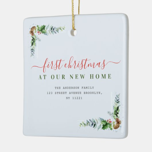 Typografie Red Merry Christmas New Home Keramisch Ornament (Links)