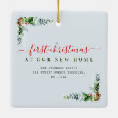 Typografie Red Merry Christmas New Home Keramisch Ornament (Achterkant)