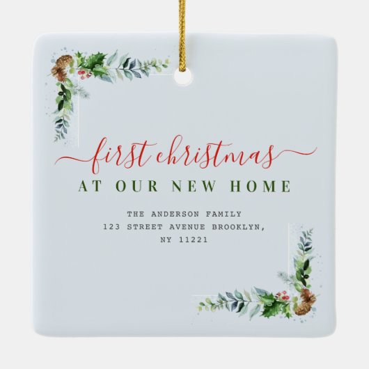 Typografie Red Merry Christmas New Home Keramisch Ornament (Achterkant)