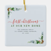 Typografie Red Merry Christmas New Home Keramisch Ornament (Voorkant)