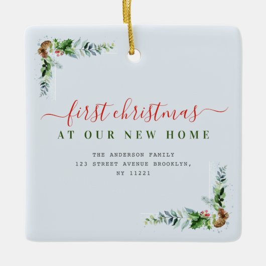 Typografie Red Merry Christmas New Home Keramisch Ornament (Voorkant)