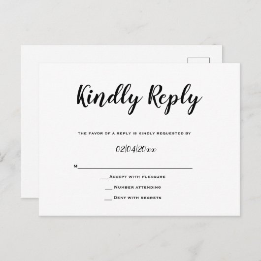 Typografie Respons Huwelijk RSVP Kaarten (Voorkant / Achterkant)