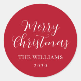 Typografie Rode Vrolijk Kerstmis Ronde Sticker