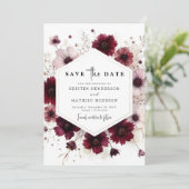 Typografie Romantische Bourgondische bruiloft Save The Date (Staand voorkant)