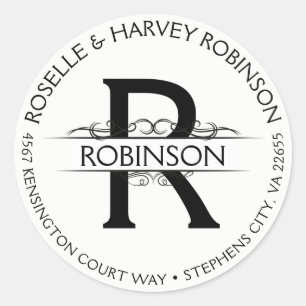  Typografie Ronde Cirkelnaam en adres Sticker