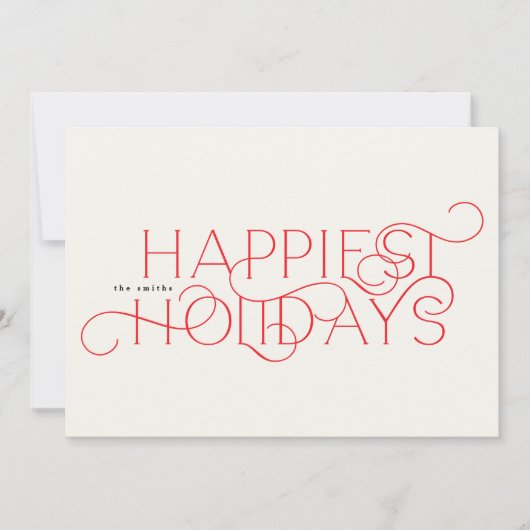 Typografie Rood Elegant Traditionele One Photo Hap Feestdagenkaart (Voorkant)