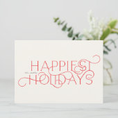 Typografie Rood Elegant Traditionele One Photo Hap Feestdagenkaart (Staand voorkant)