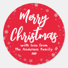 Typografie Rood Wit Minimal Modern Christmas Ronde Sticker