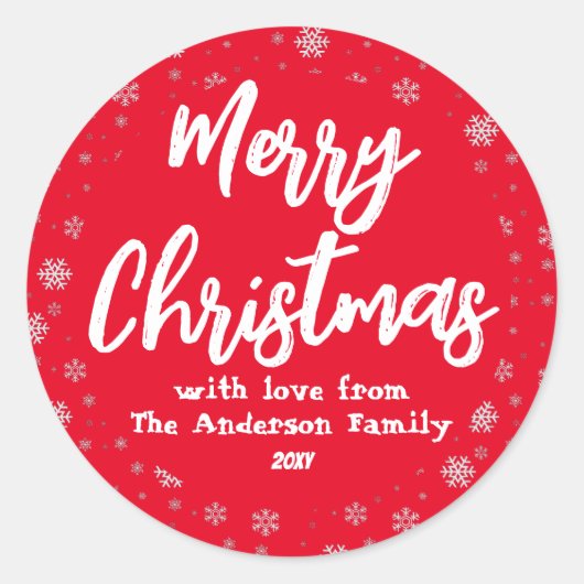 Typografie Rood Wit Minimal Modern Christmas Ronde Sticker (Voorkant)