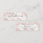 typografie roos goud glitter marmer afspraak mini visitekaartje (Voorkant / Achterkant)