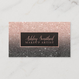 Typografie roos goudglitter zwart ombre make keup visitekaartje