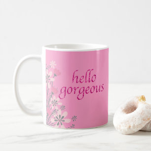 Typografie Roze Glitter Meisje Hallo Praktisch Koffiemok