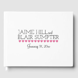 Typografie Roze Heart Guest Book Gender Neutral Gastenboek