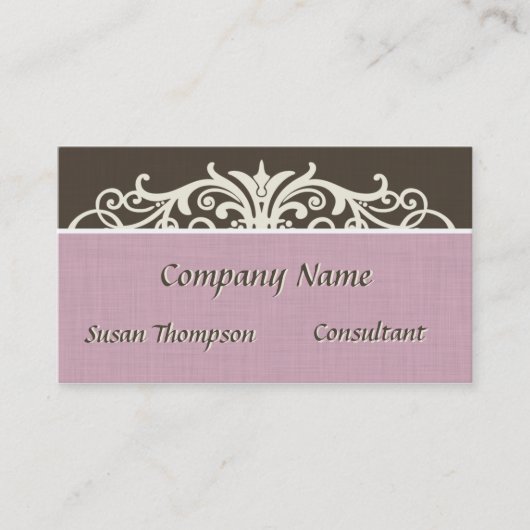 Typografie Roze Linen Visitekaartje (Voorkant)