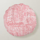 Typografie Roze Namen Bord Roze Rond Kussen (Achterkant)