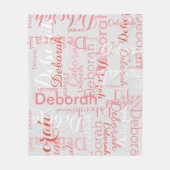 Typografie Roze Namen Grijs Fleece Deken (Voorkant)