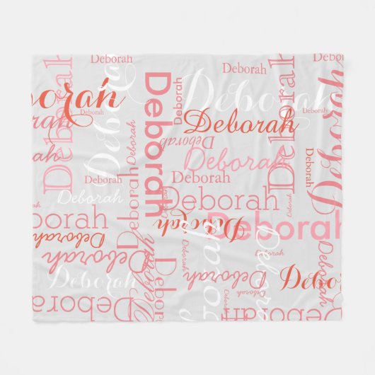 Typografie Roze Namen Grijs Fleece Deken (Voorkant (Horizontaal))