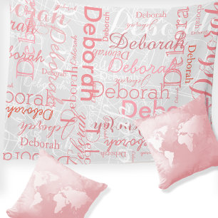 Typografie Roze namen op Bleek grijs Fleece Deken