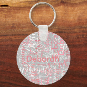 Typografie Roze namen op Bleke grijs Sleutelhanger