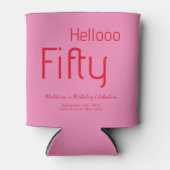 Typografie Roze Rood Modern 50ste verjaardag Blikjeskoeler (Voorkant)
