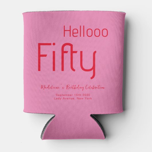 Typografie Roze Rood Modern 50ste verjaardag Blikjeskoeler (Voorkant)