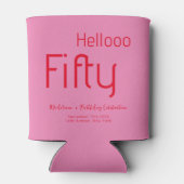 Typografie Roze Rood Modern 50ste verjaardag Blikjeskoeler (Achterkant)