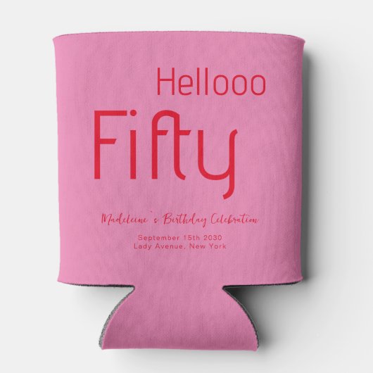 Typografie Roze Rood Modern 50ste verjaardag Blikjeskoeler (Achterkant)