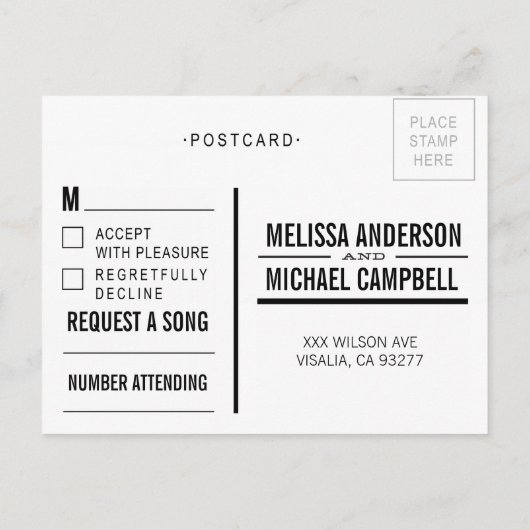 typografie RSVP-Briefkaart Uitnodiging Briefkaart (Achterkant)