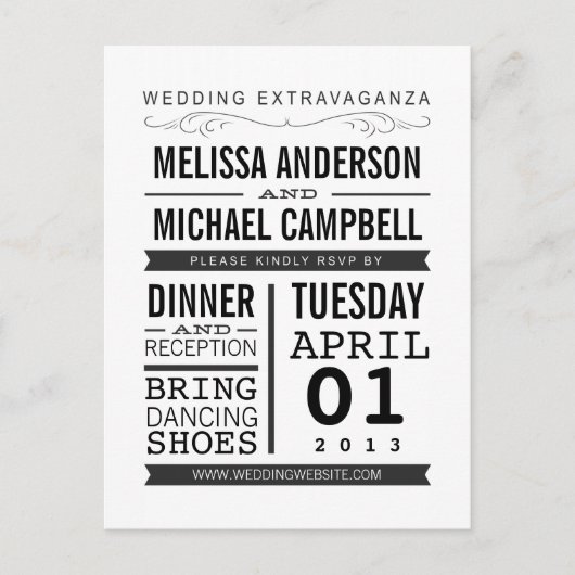  typografie RSVP-Briefkaart Uitnodiging Briefkaart (Voorkant)